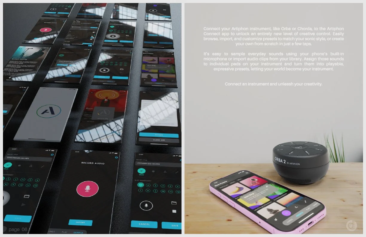 duck design atriphon connect app UI/UX design, app with Orba 2