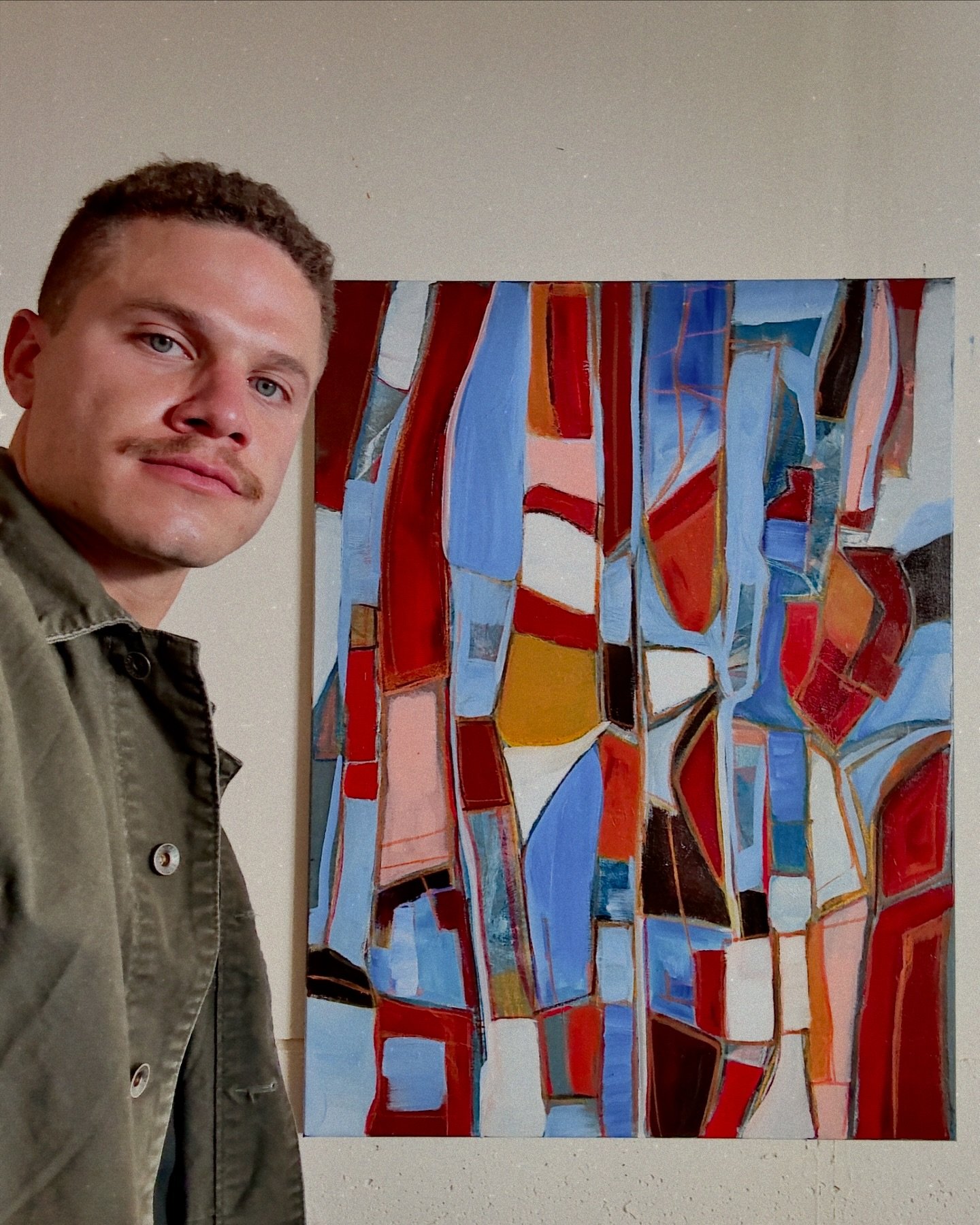 Your local mustachioed artist and his latest creation