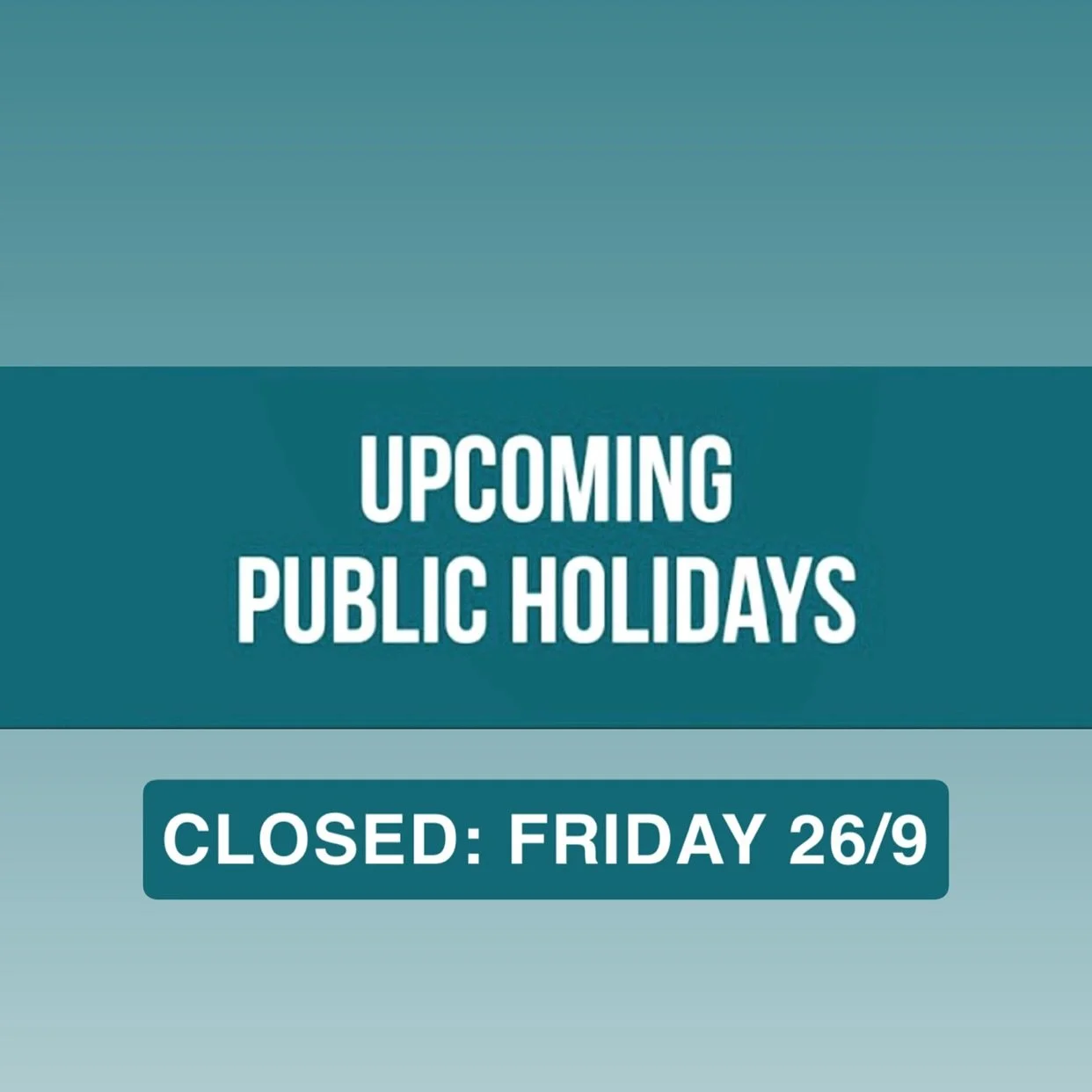 We shall be closed FRIDAY 26/9 due to the public holiday.
However back Monday; our usual hours of 8am - 4pm 😊🧁