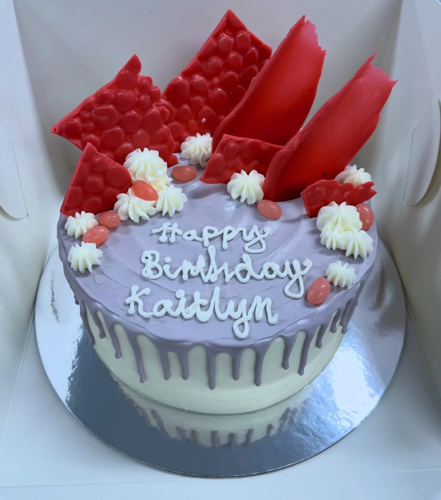 One of our new Drip Cakes! This customer was after writing as a custom add-on. 

Contact us for your next specialty cake

Find us online, or give us a call to place your order to collect from our Chirnside Park premises 

https://www.gilbertandmarcel