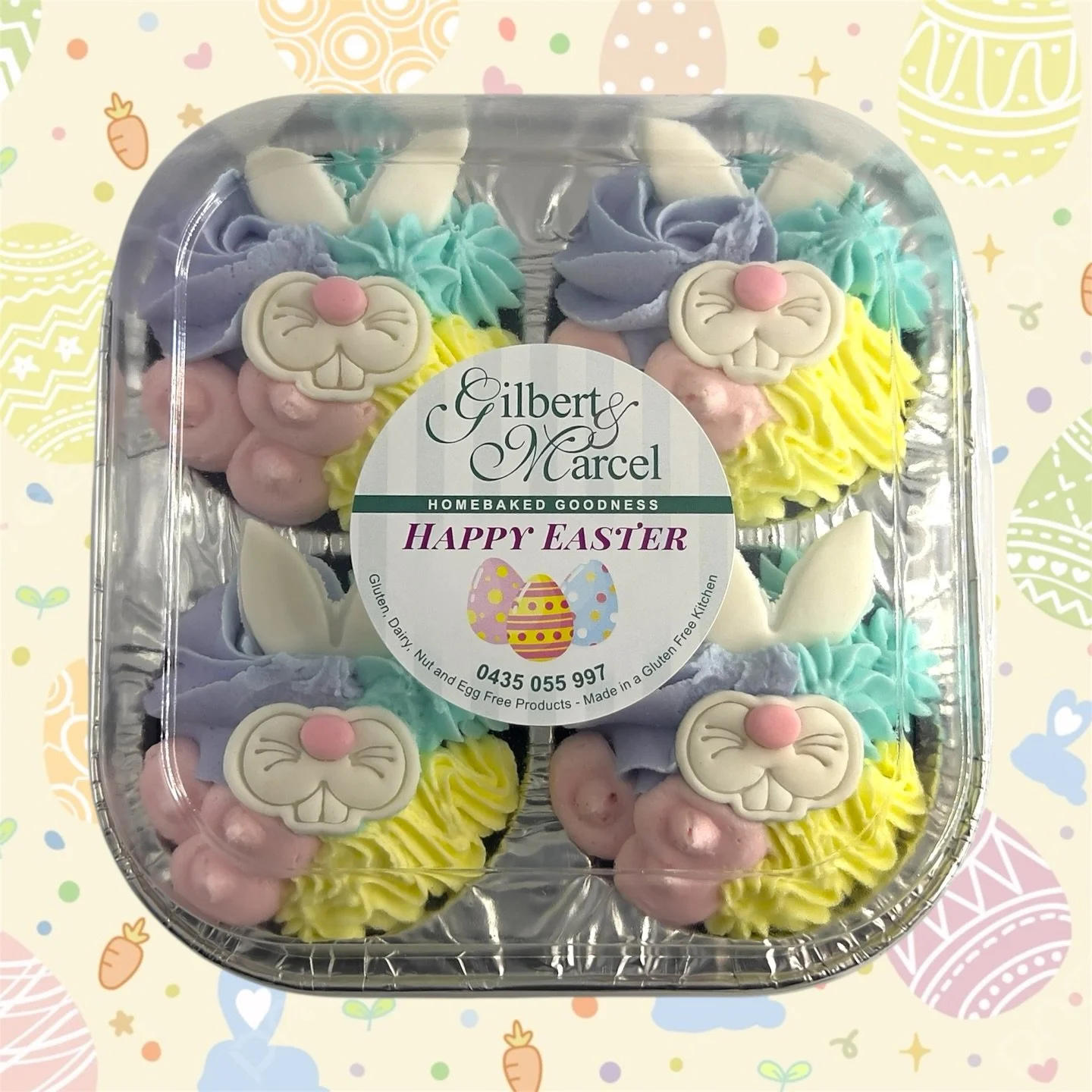 Can&rsquo;t eat Dairy, or don&rsquo;t like Chocolate? Our Easter cupcakes are a perfect alternative! 😊🧁
100% vegan, gluten &amp; nut free 

Order online https://www.gilbertandmarcel.com.au/menu/p/4-pack-easter-cupcakes
Or Contact us (03) 9762 6768
