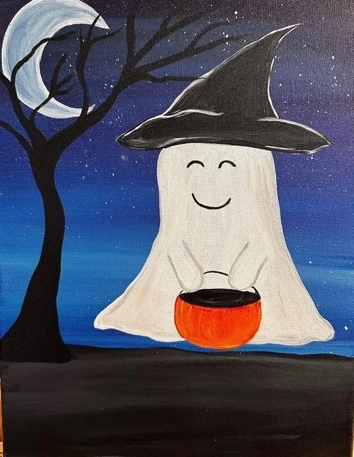 Come paint this cute little trick or treating ghost on sat at Inspiration Haven Art studio in Springville utah