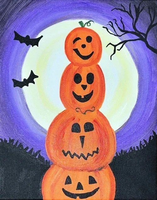 Come paint this fun Halloween pumpkin stack for our kids' paint day here at Inspiration Haven Art Studio in Springville Utah 