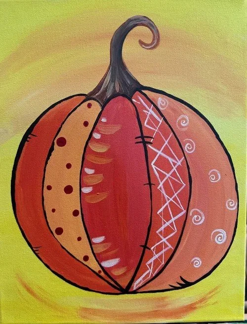 Come paint this fun fall pumpkin painting at Inspiration Haven Art Studio in Springville Utah 