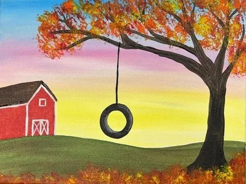 Come paint this fun autumn scene with your child at Inspiration Haven Art Studio 