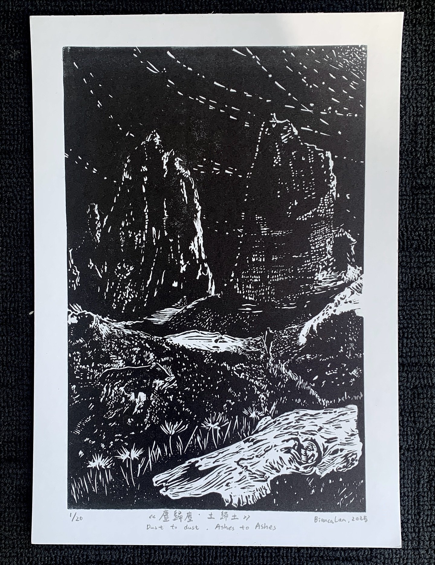 💥My recent art practice update ✨

1. My latest limited edition linocut print &mdash; &ldquo;Dust to Dust, Ashes to Ashes&rdquo; &mdash; created in response to the Papercuts Group Exhibition with the theme Memento Mori curated by @richard.scott.draws