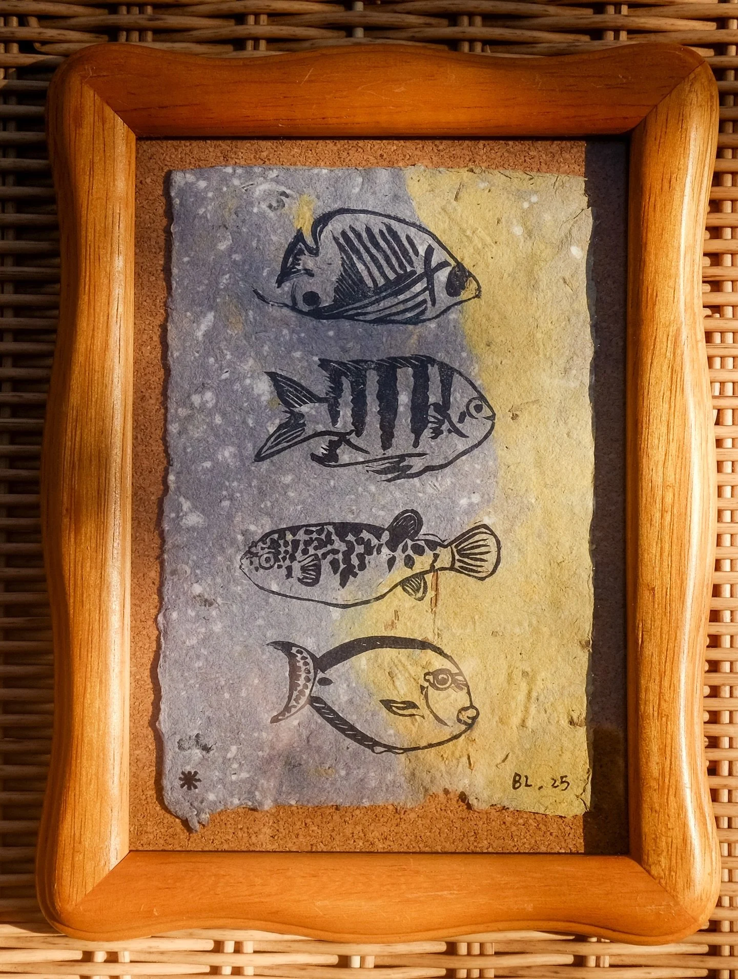 From Stamps to Papermaking to finding a perfect frame from an op shop for this cute little fish print🧡 this one has been adopted by a returning lovely supporter 😳@thegreatartistmarket last month&hellip; She visited me at 8am when the market just st