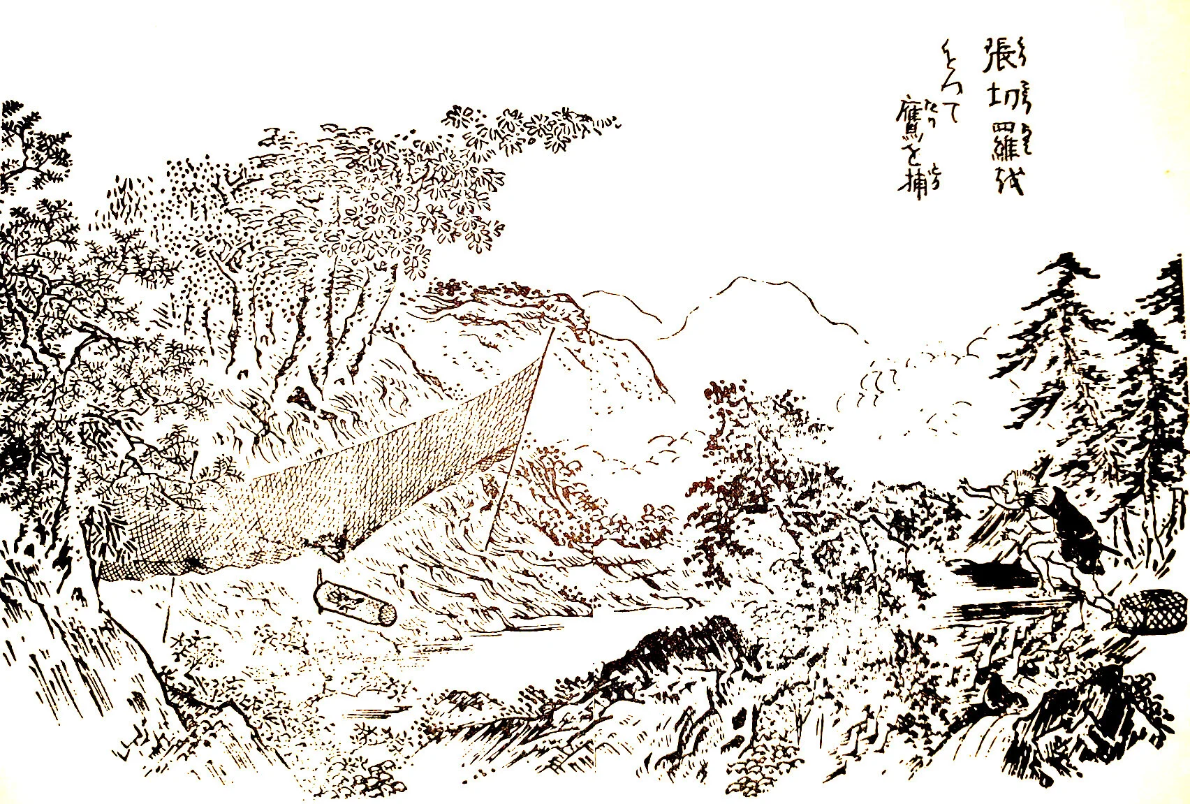 Net (kiri-ami) for trapping hawks.  From Kimoura (1799)