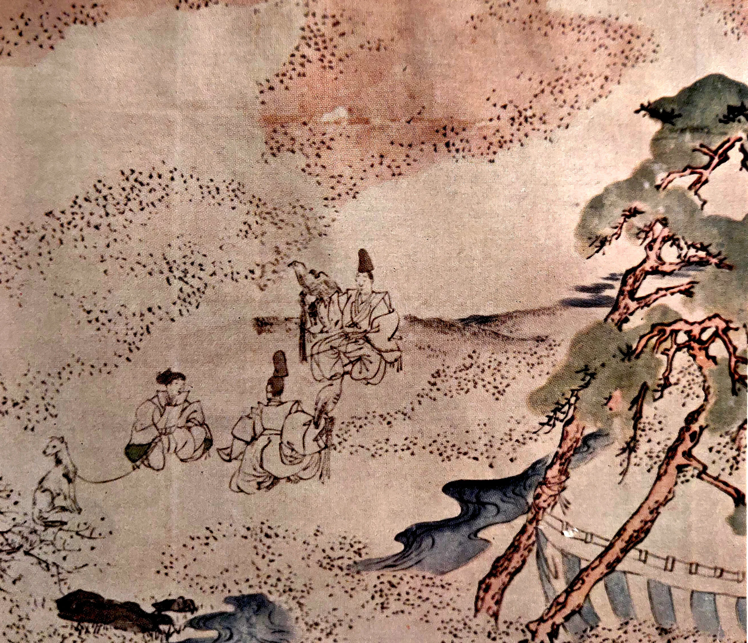 Hunting scene.  From scroll (makimono) of an unknown artist of the Meiji Period.