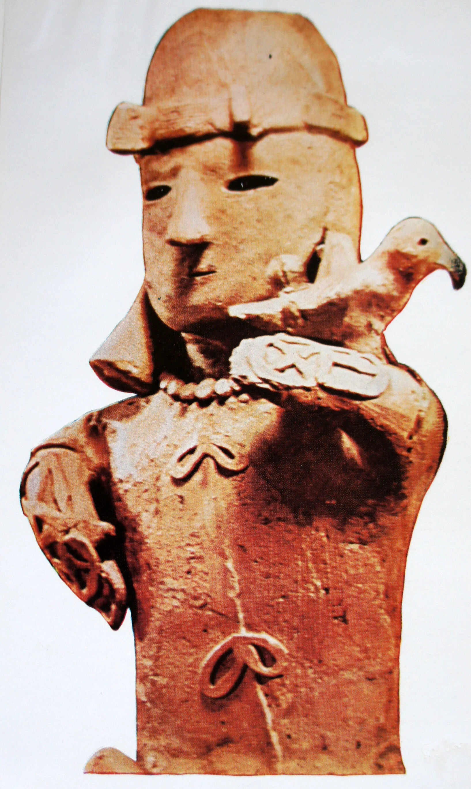 Haniwa, or burial image, of a trained goshawk.  Found at a burial site in Gumma Prefecture. Photograph courtesy of Mr. Manshichi Sakamoto.