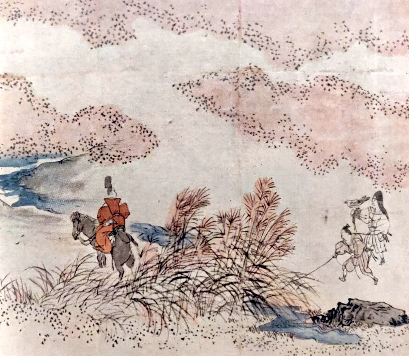 Hunting scene.  From scroll (makimoto) of an unknown artist of the Meiji Period.