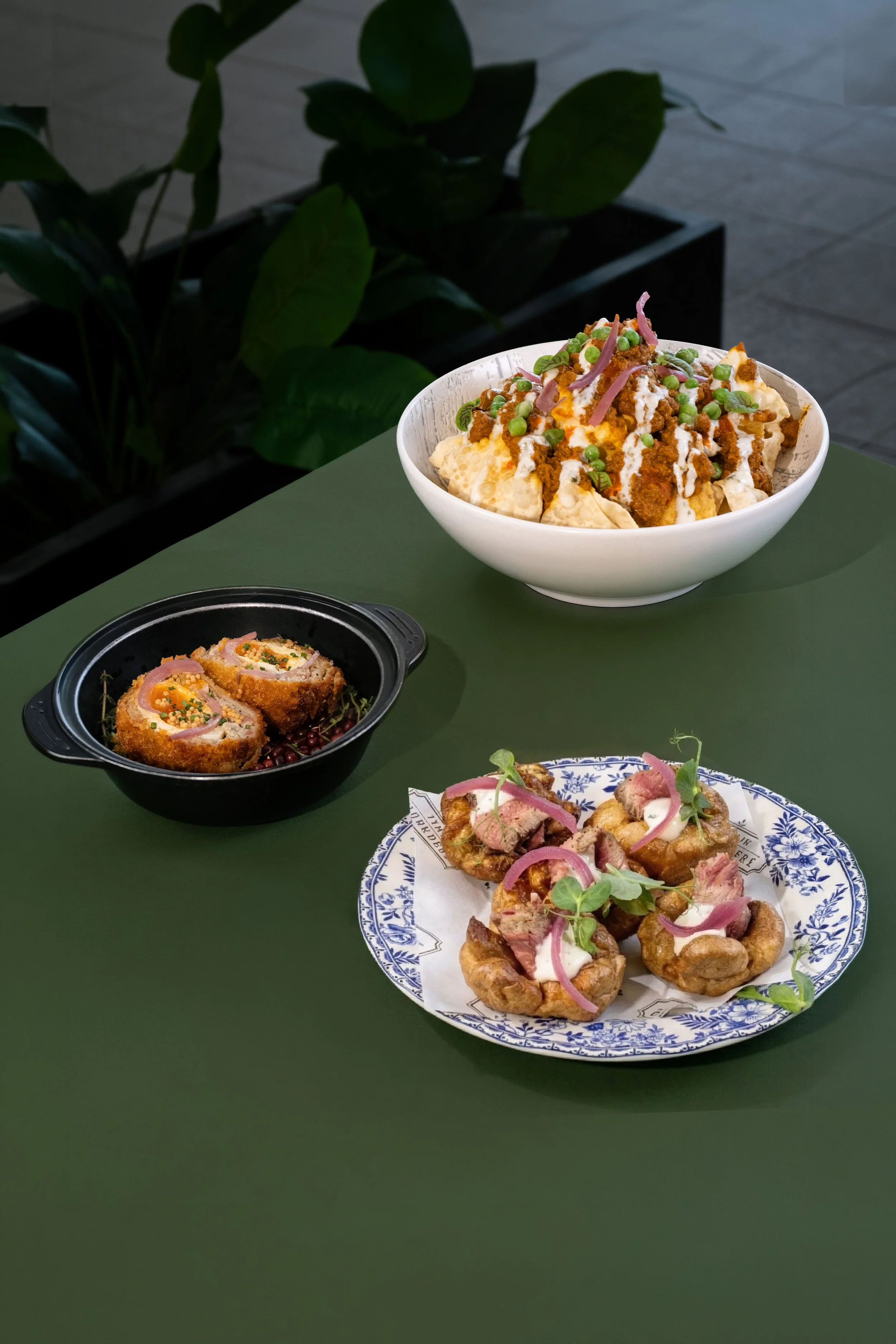 Scotch Egg and papadum nachos