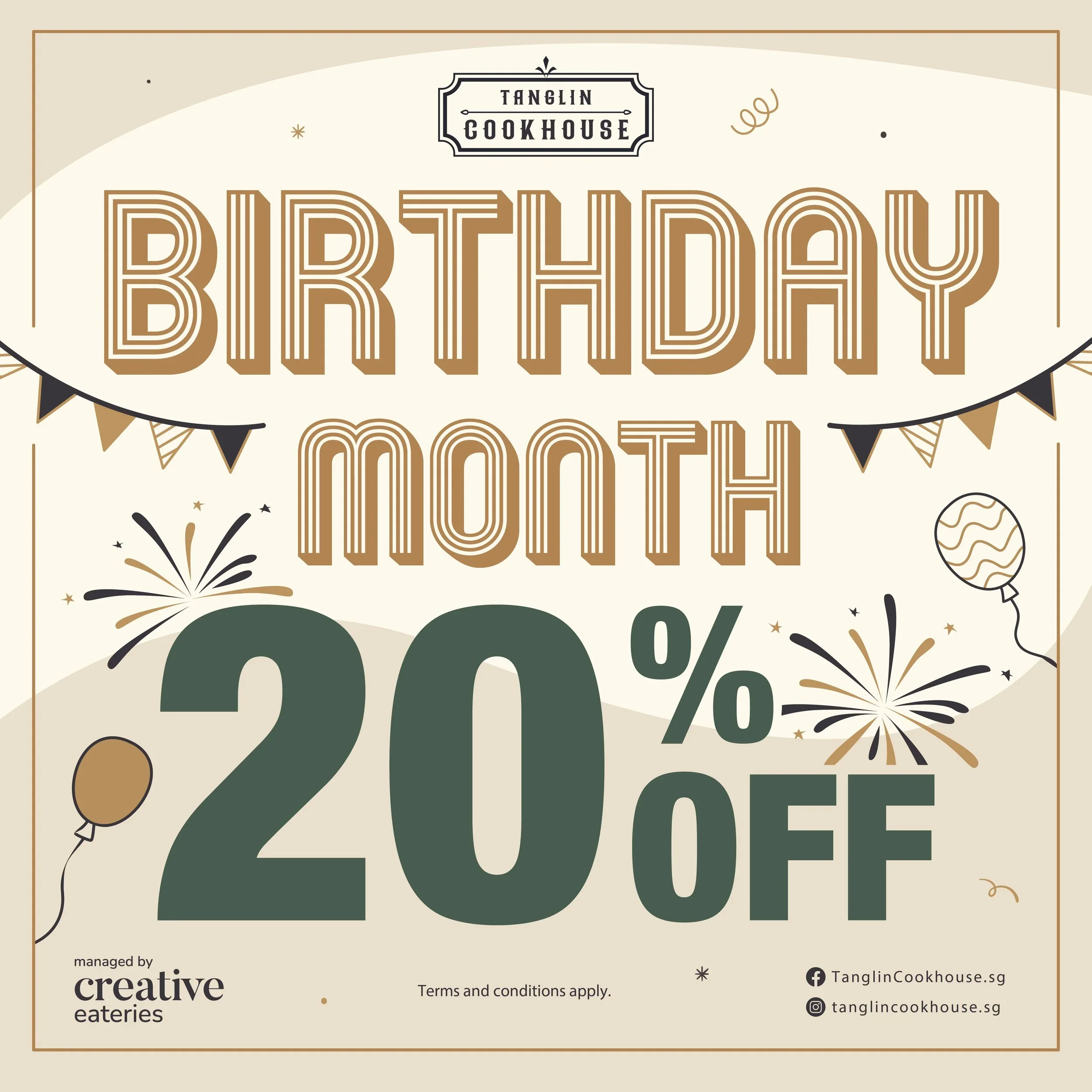 Tanglin Cookhouse 20% Birthday month discount