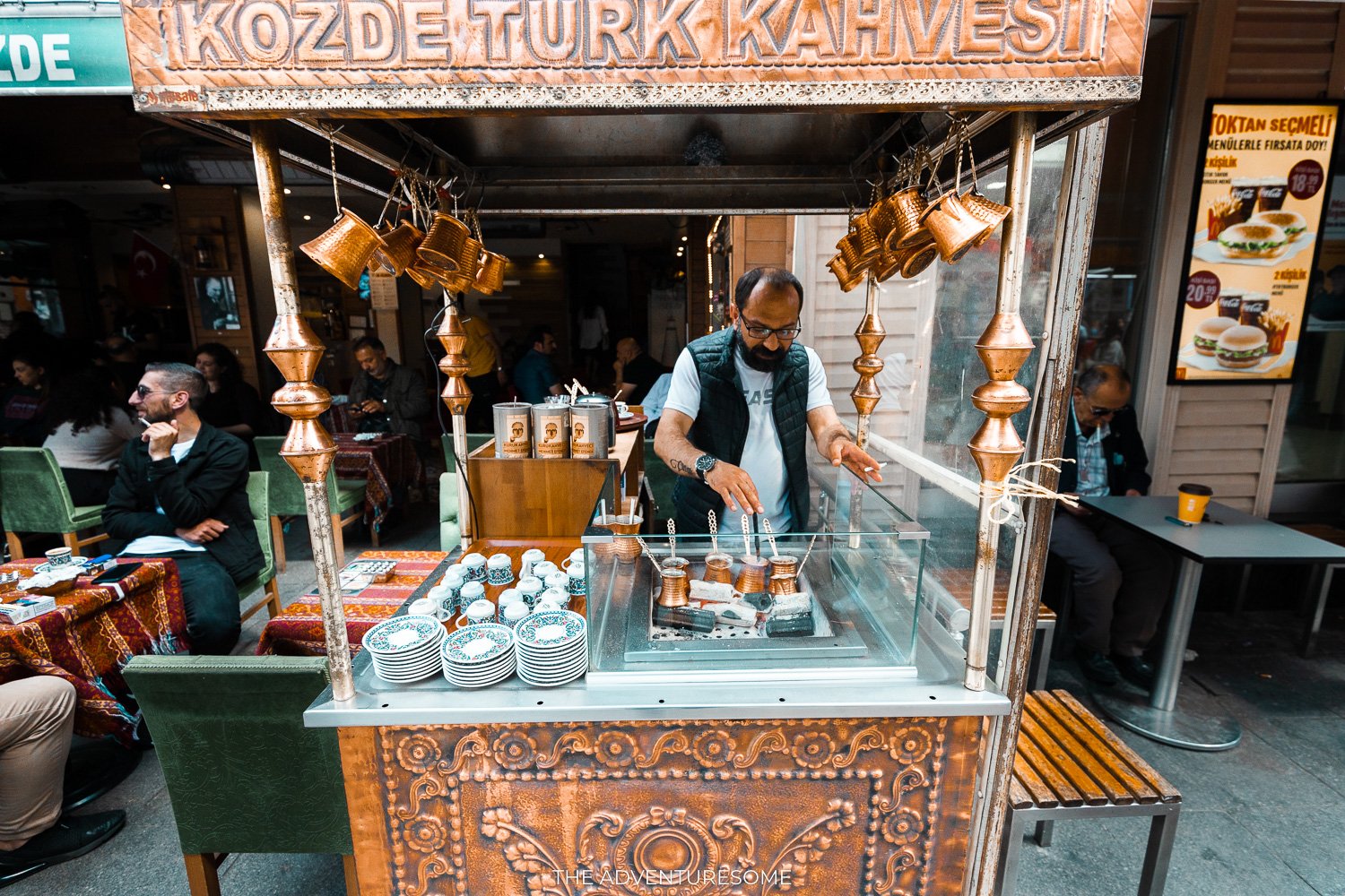 man making turkish coffee in istanbul