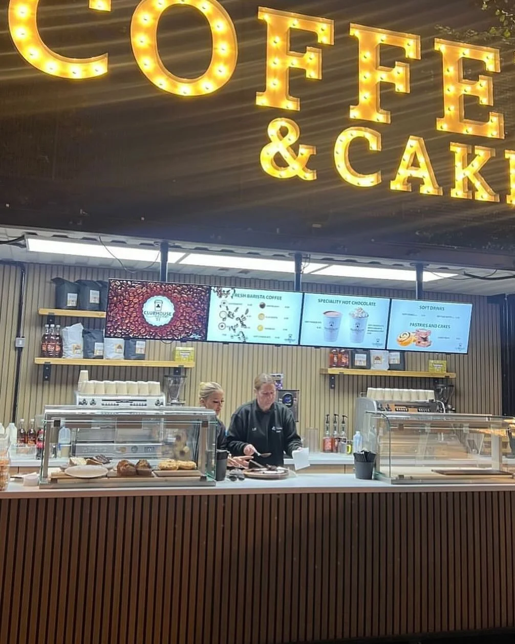 Coffee outlet looking awesome all lit up!!! 💡 💡 💡