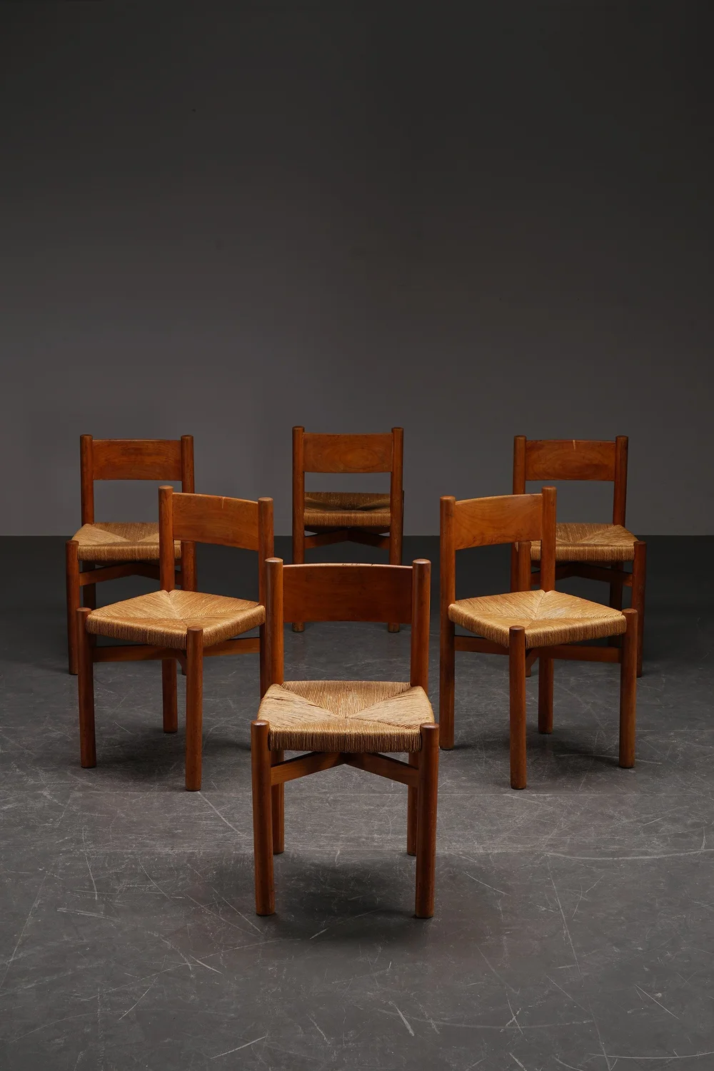 Charlotte Perriand 'Meribel' Dining Chair Sextet for Steph Simon