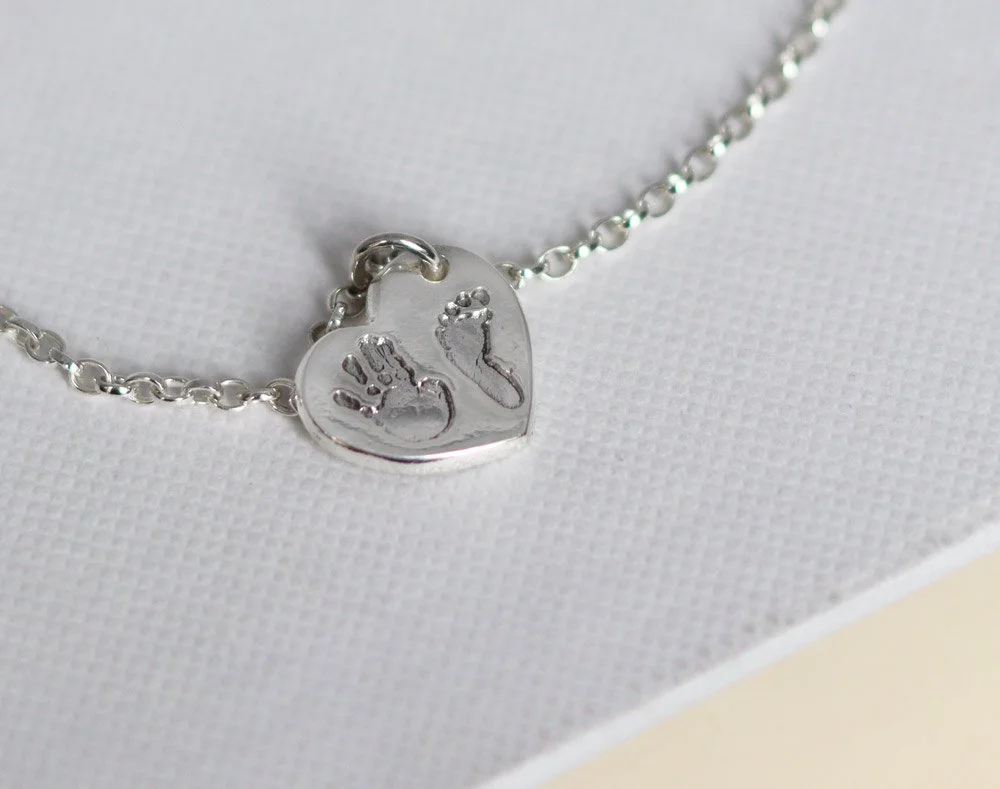 Personalised Baby & Children's Handprint and Footprint Silver Pendant