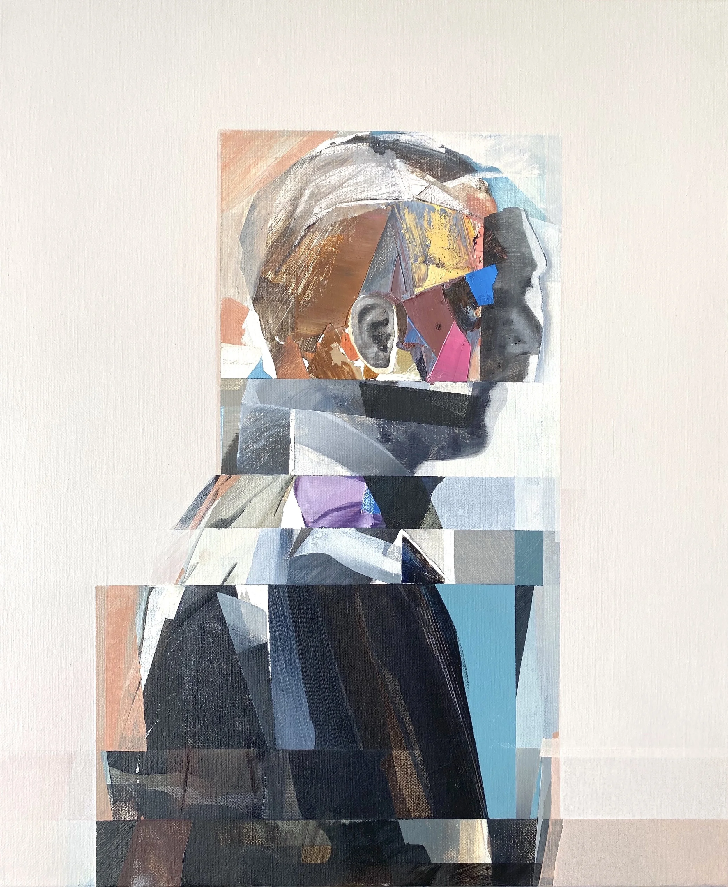 Sutured self in side profile / Oil on linen / 61x51cm / 2025