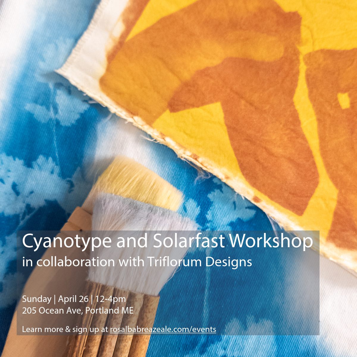 Cyanotype and Solarfast Dye Workshop by Rosalba Breazeale in collaboration with Triflorum Designs