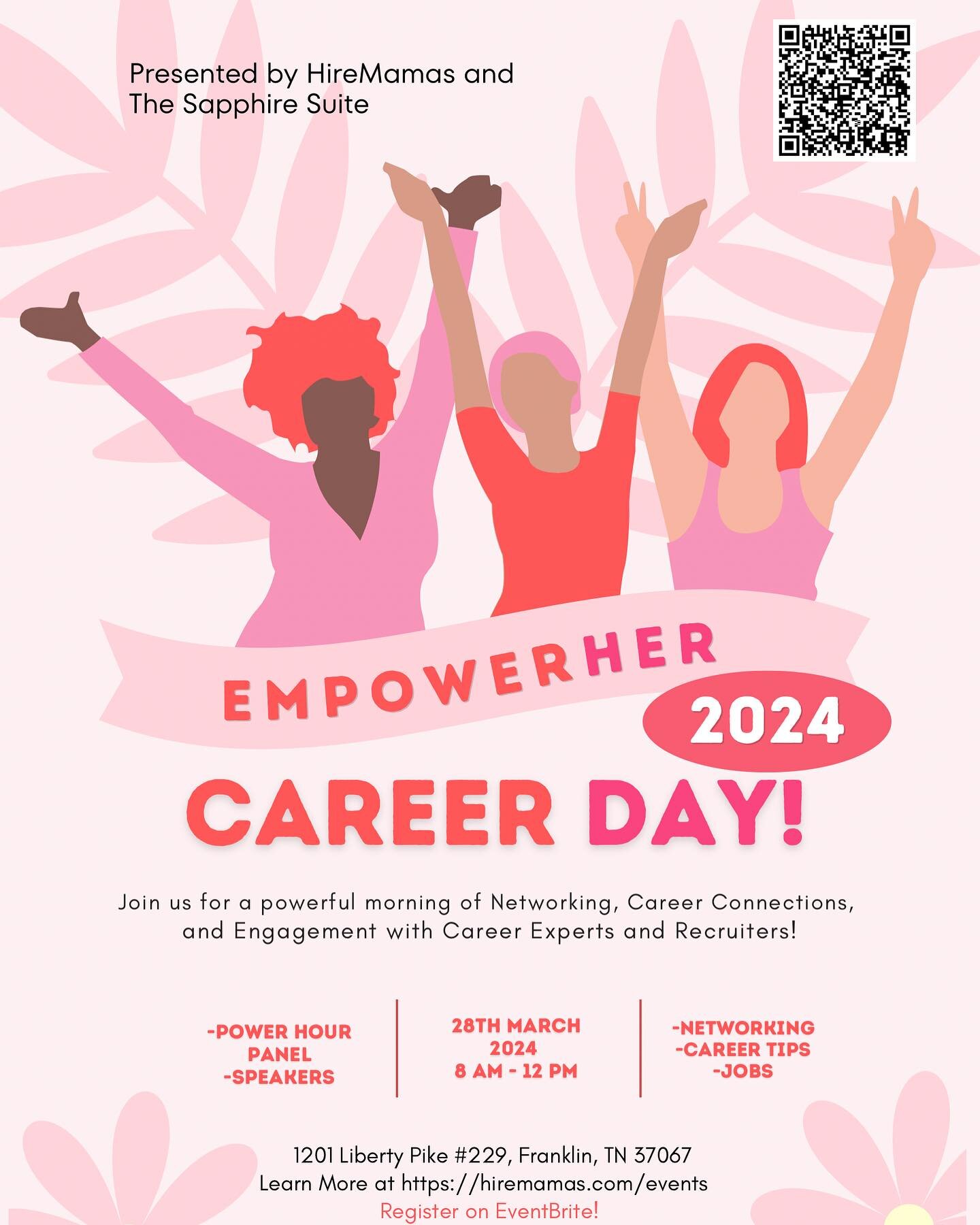 🎉Join us for EmpowerHer on March 28th, 2024 at @thesapphiresuite 

#EmpowerHer2024 is a Career Day for Women where professionals and those in career transition can connect to resources, explore career opportunities, and network with other female pro