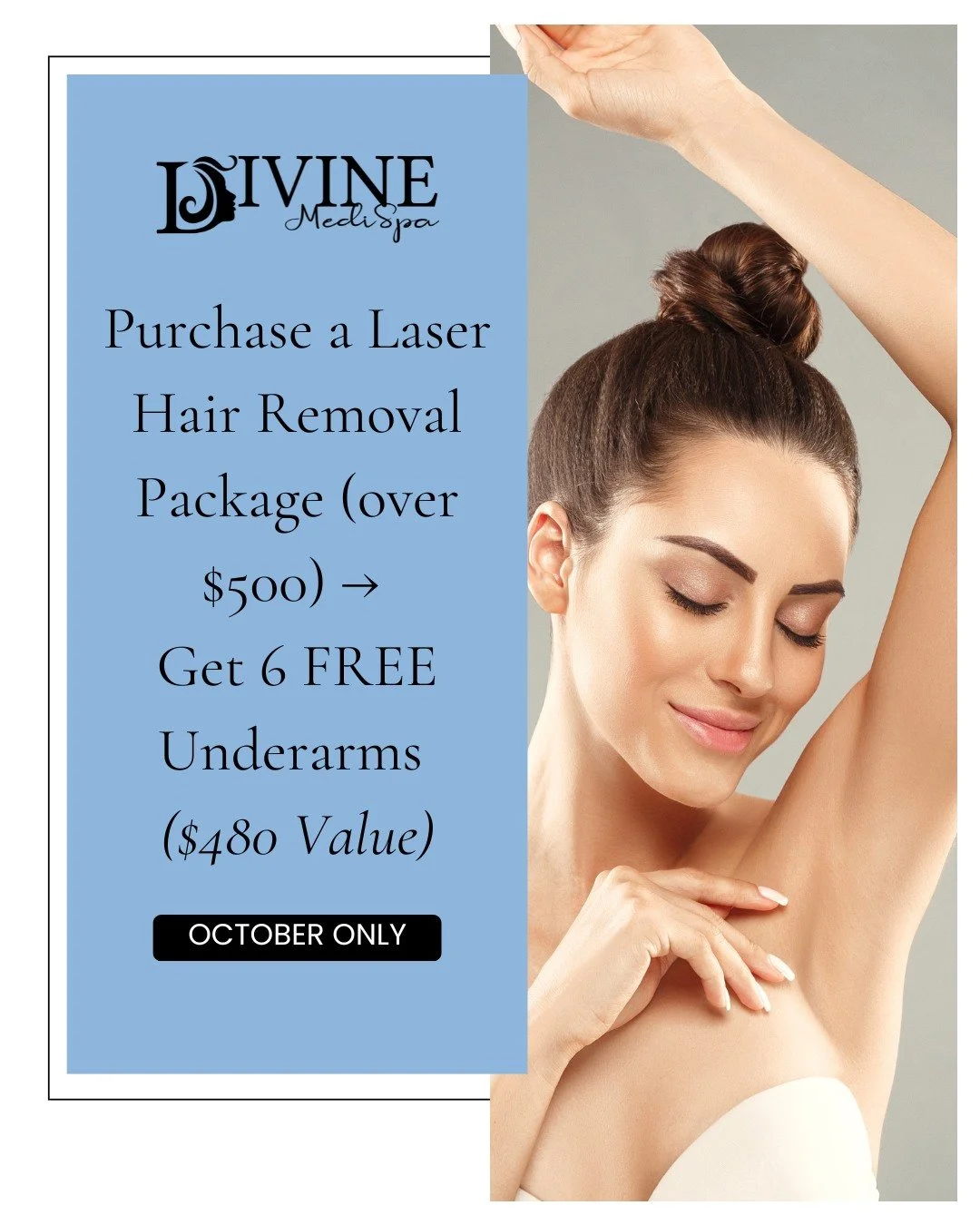 🌟 This Fall: Free Underarms With Laser Hair Removal Package

Purchase a Laser Hair Removal Package valued at $500 or more and receive a FREE Underarm Package (6 treatments valued at $480)!

Say goodbye to shaving and enjoy silky-smooth skin from hea