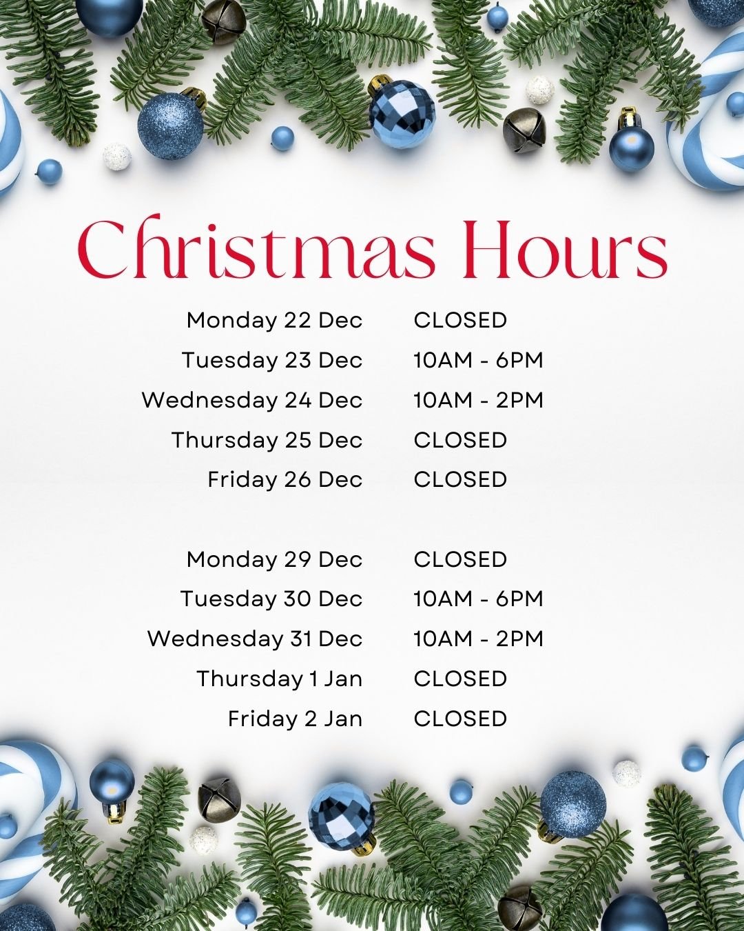 ✨ Holiday Hours at Divine Medispa ✨

The holidays are just around the corner! 🎄💫

Here are our Christmas hours so you can plan your visits, pick up gift certificates, and treat yourself before the busy season hits.

We can&rsquo;t wait to see you! 