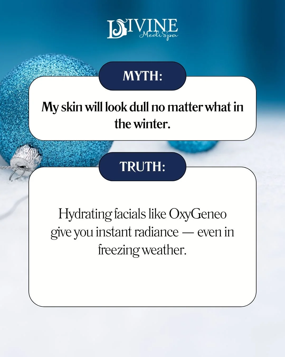 ❌ Myth:
 &ldquo;My skin will look dull no matter what in the winter.&rdquo;

✅ Truth:
 Winter skin doesn&rsquo;t have to be dull. Hydrating facials like OxyGeneo deeply exfoliate, infuse hydration, and boost oxygenation &mdash; giving you instant rad