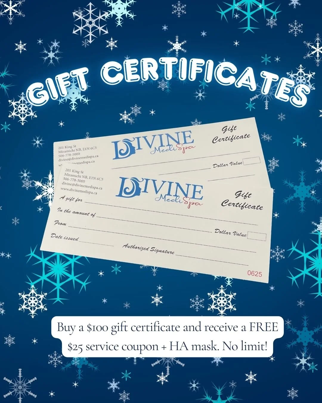 🎁✨ Last-Minute Gift Certificate Pick-Ups! ✨🎁

Still looking for the perfect holiday gift? Don&rsquo;t worry &mdash; we&rsquo;ve got you covered!

🕒 Holiday Hours for Gift Certificate Pick-Up:

Dec 23: 10 AM &ndash; 6 PM

Dec 24: 10 AM &ndash; 2 PM