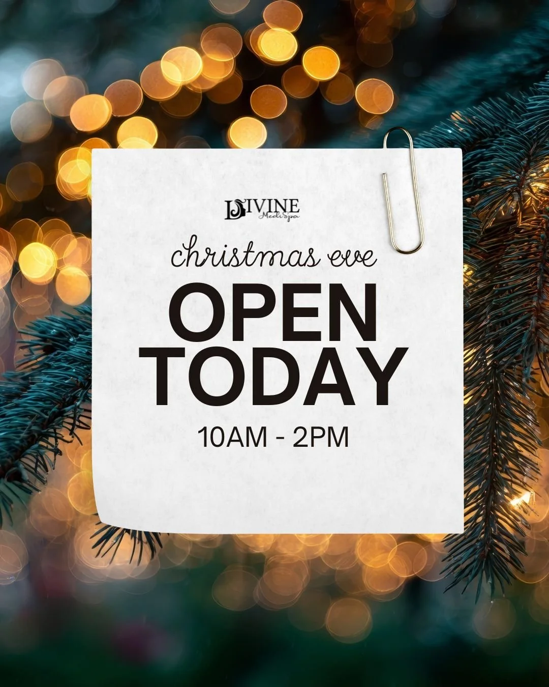 🎄✨ We&rsquo;re Open on Christmas Eve! ✨🎄

Need a last-minute gift or a little self-care before the holidays?
Stop by Dec 24 from 10 AM &ndash; 2 PM and pick up the perfect gift (or treat yourself!) 💛