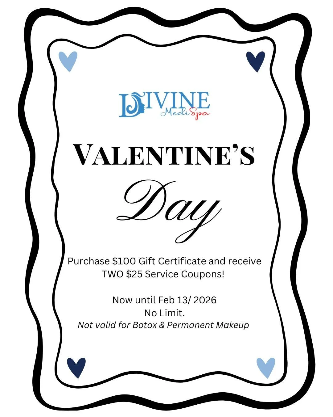 Love is in the air 💕
This Valentine&rsquo;s Day, treat someone special (or yourself!)

✨ Buy a $100 gift certificate &amp; receive a $25 service coupon ✨

Because self-care is always a good idea.