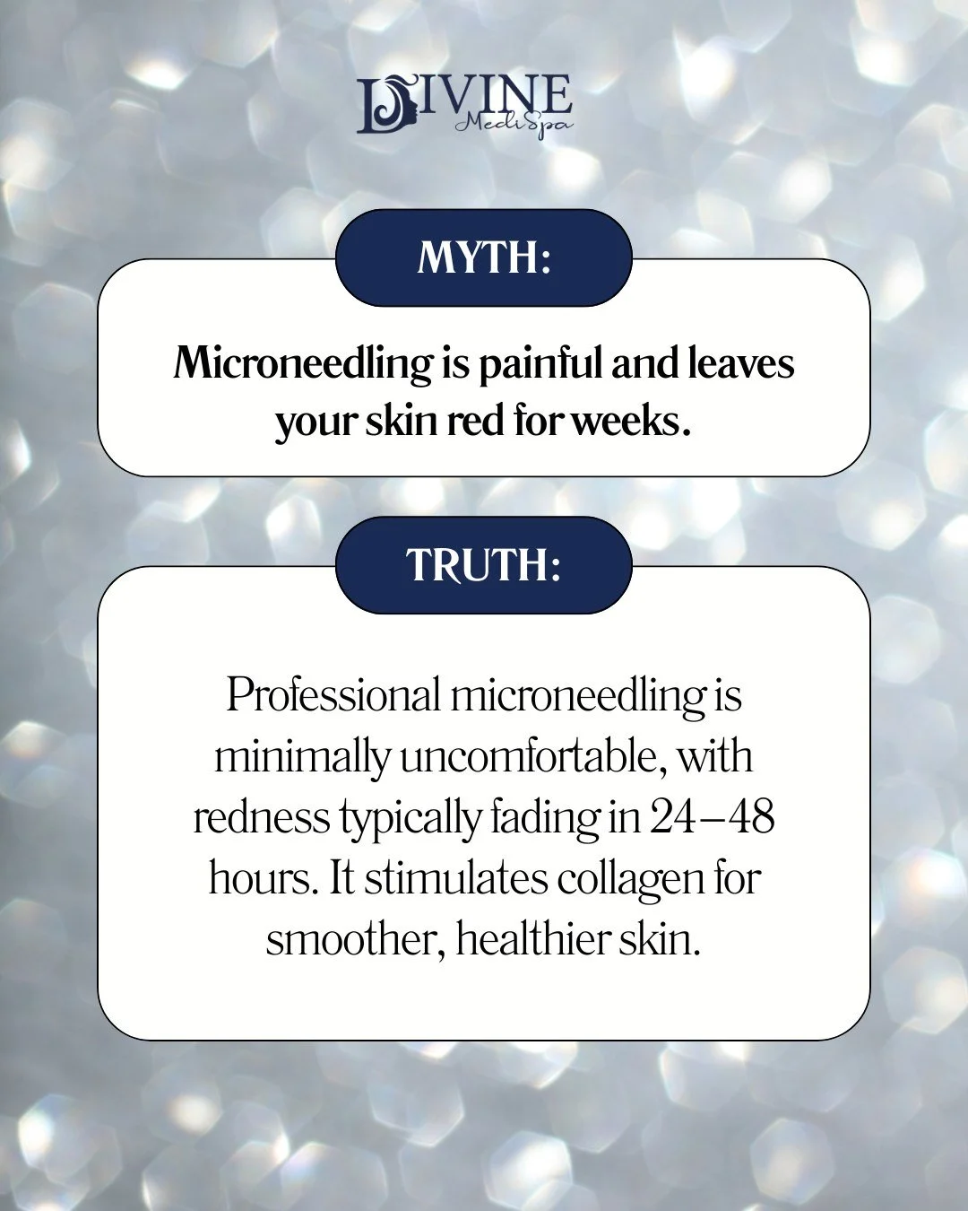 MYTH: Microneedling is painful and leaves your skin red for weeks.
TRUTH: Professional microneedling is minimally uncomfortable, with redness usually fading in 24&ndash;48 hours. It stimulates collagen, improving texture, firmness, and overall skin h
