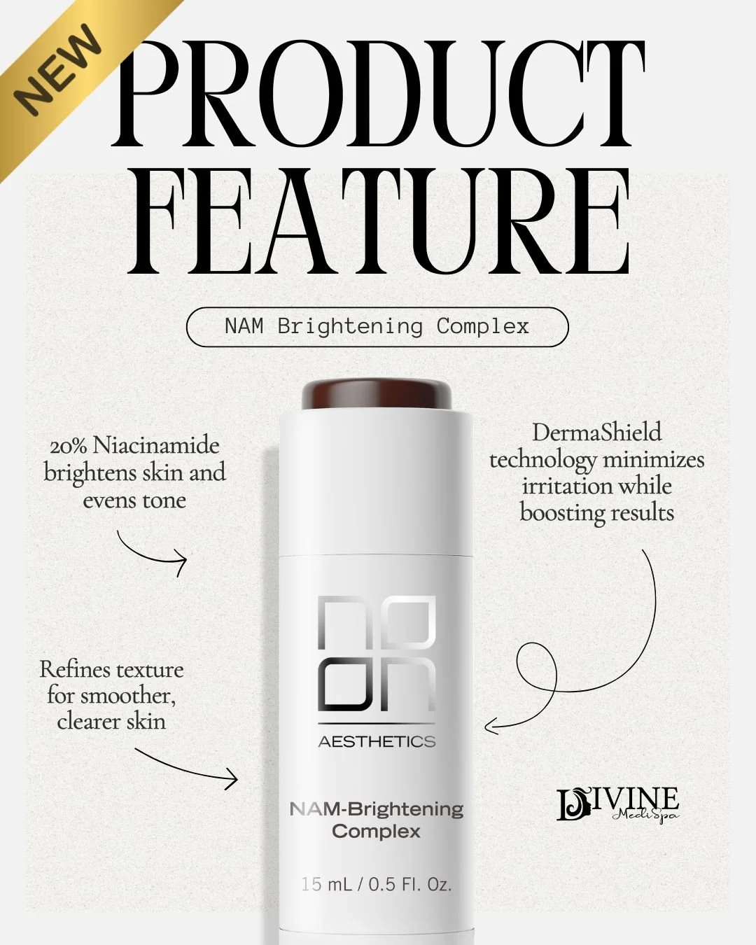 ✨ Product Spotlight: NAM Brightening Complex ✨

Meet NAM Brightening Complex from NOON Aesthetics &mdash; a powerful formula designed to brighten the complexion and improve overall skin tone. Featuring a high-strength 20% Niacinamide, this treatment 