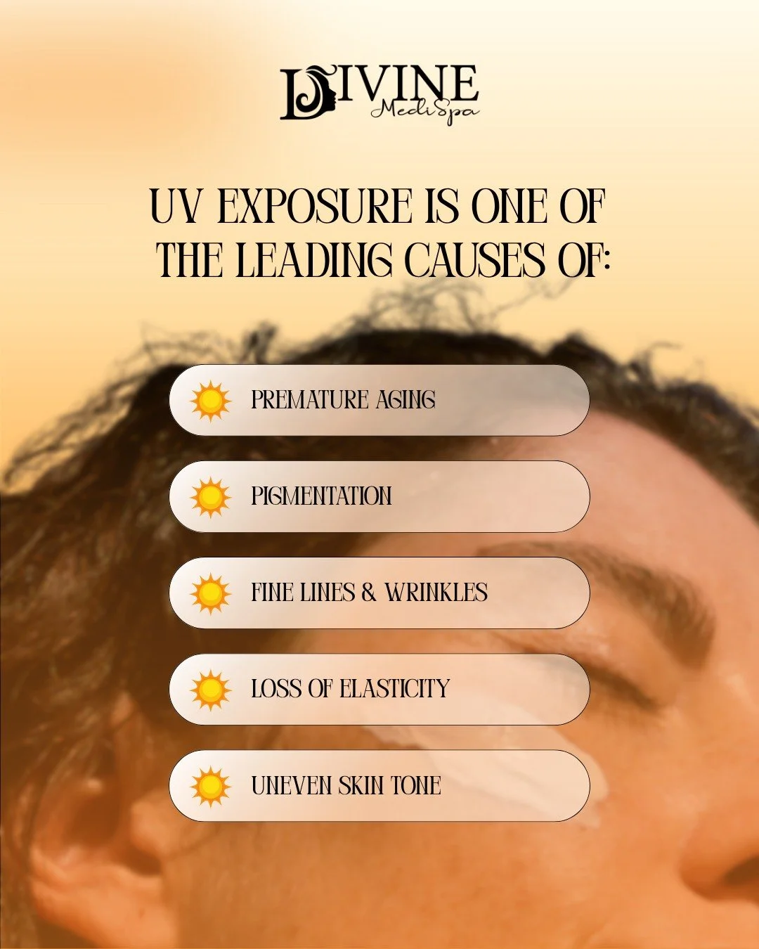 ☀️ YOUR SKINCARE ROUTINE ISN&rsquo;T COMPLETE WITHOUT SPF ☀️

You can have the best facials, the best skincare, and the best treatments &mdash; but without SPF, your skin is still vulnerable to daily sun damage.

UV exposure is one of the leading cau