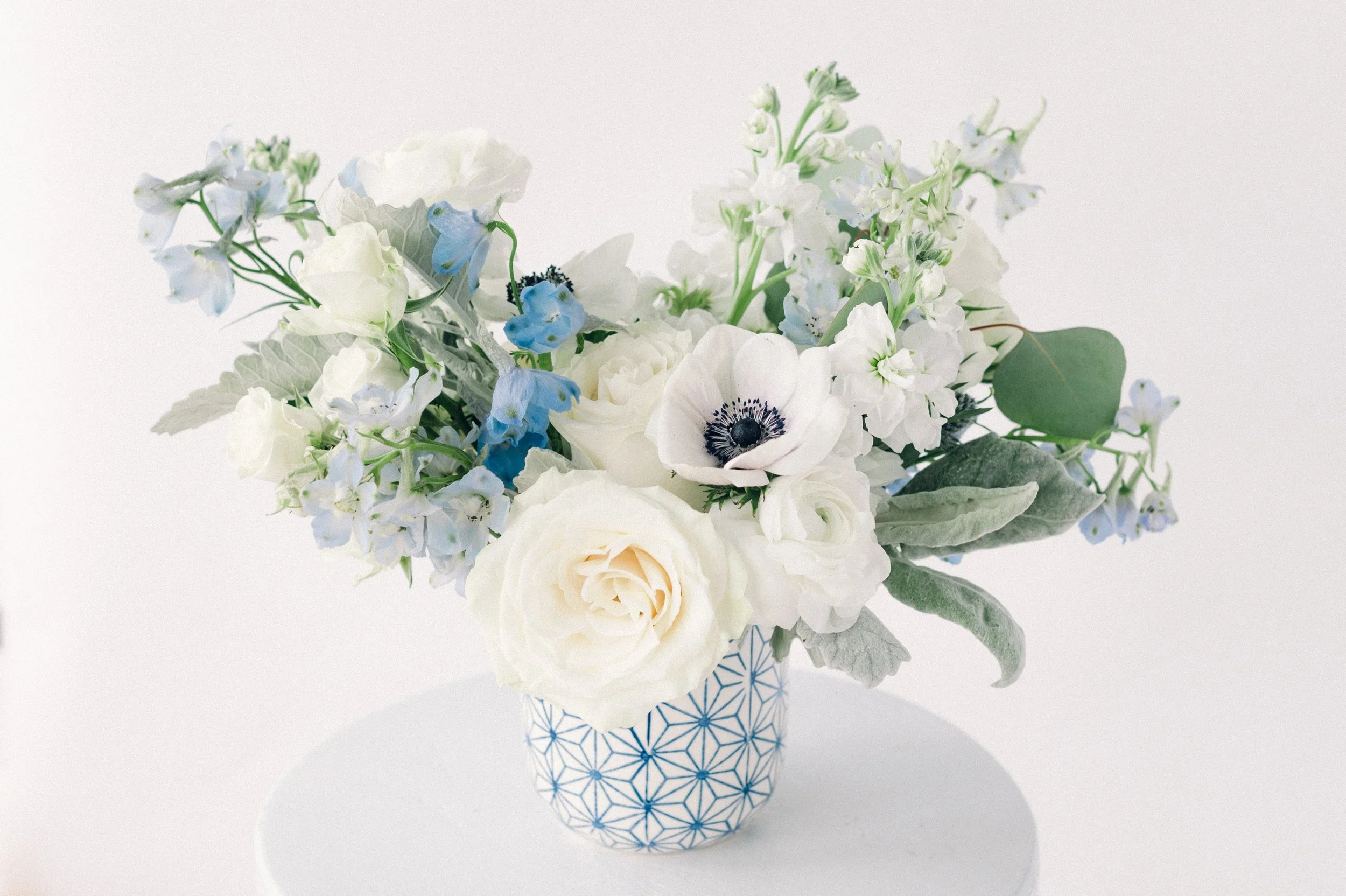 Breezy Centerpiece in Blue and White Ceramic
