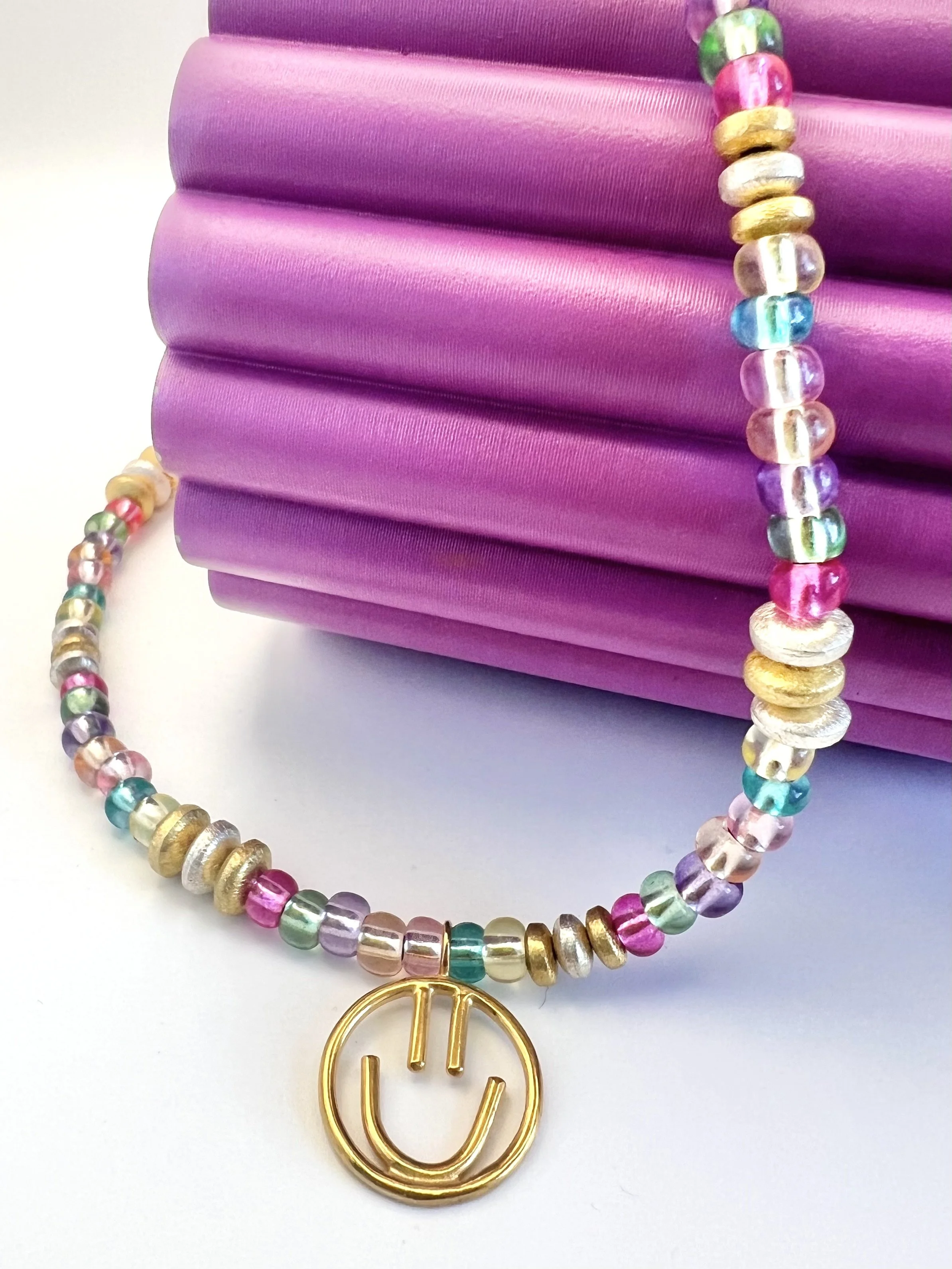 Sweetness Necklace, Gold Smiley