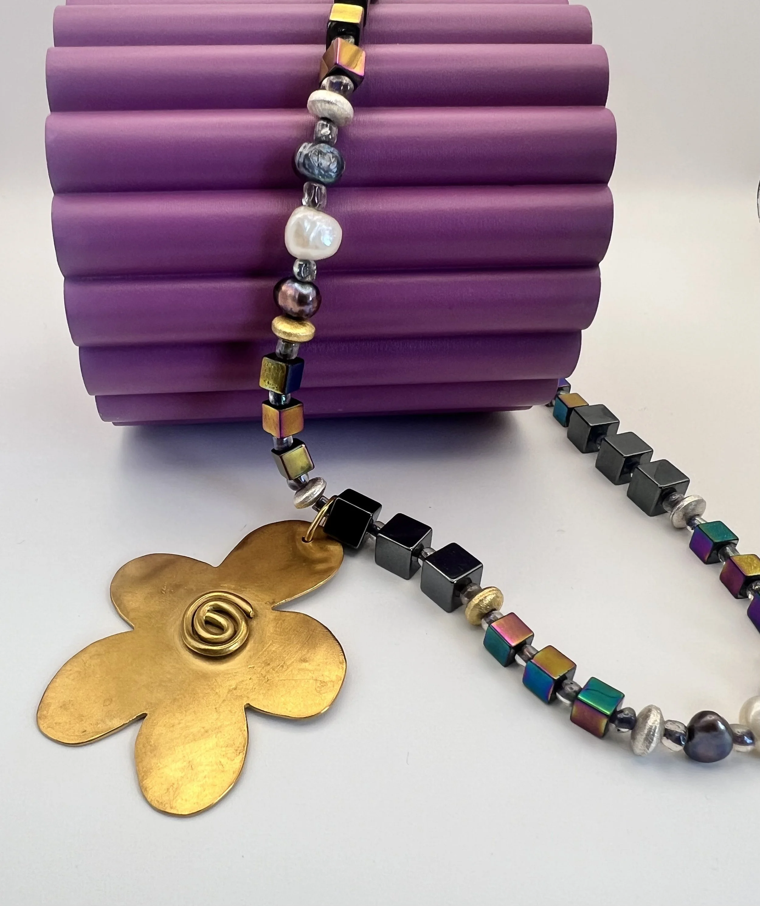 Stacey Hill Jewellery Big Gold Flower Pearl Necklace.JPG