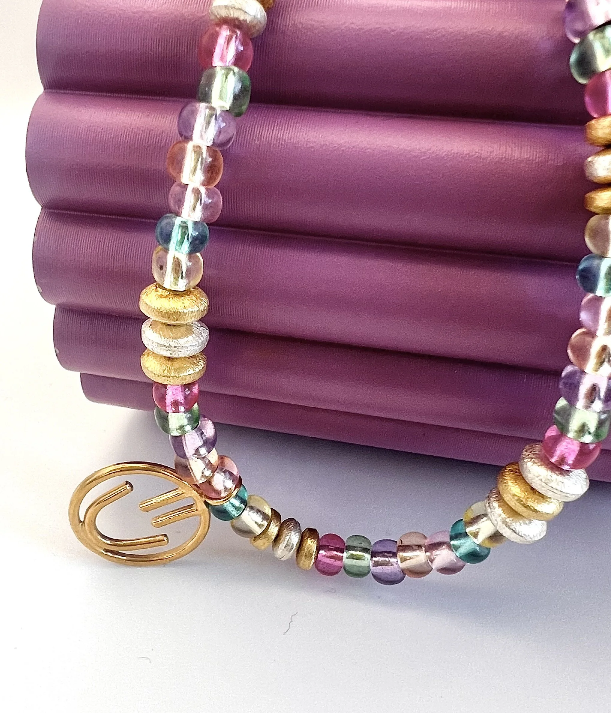 Stacey Hill Jewellery GoldSmileyCandyBeadedNecklace.JPG