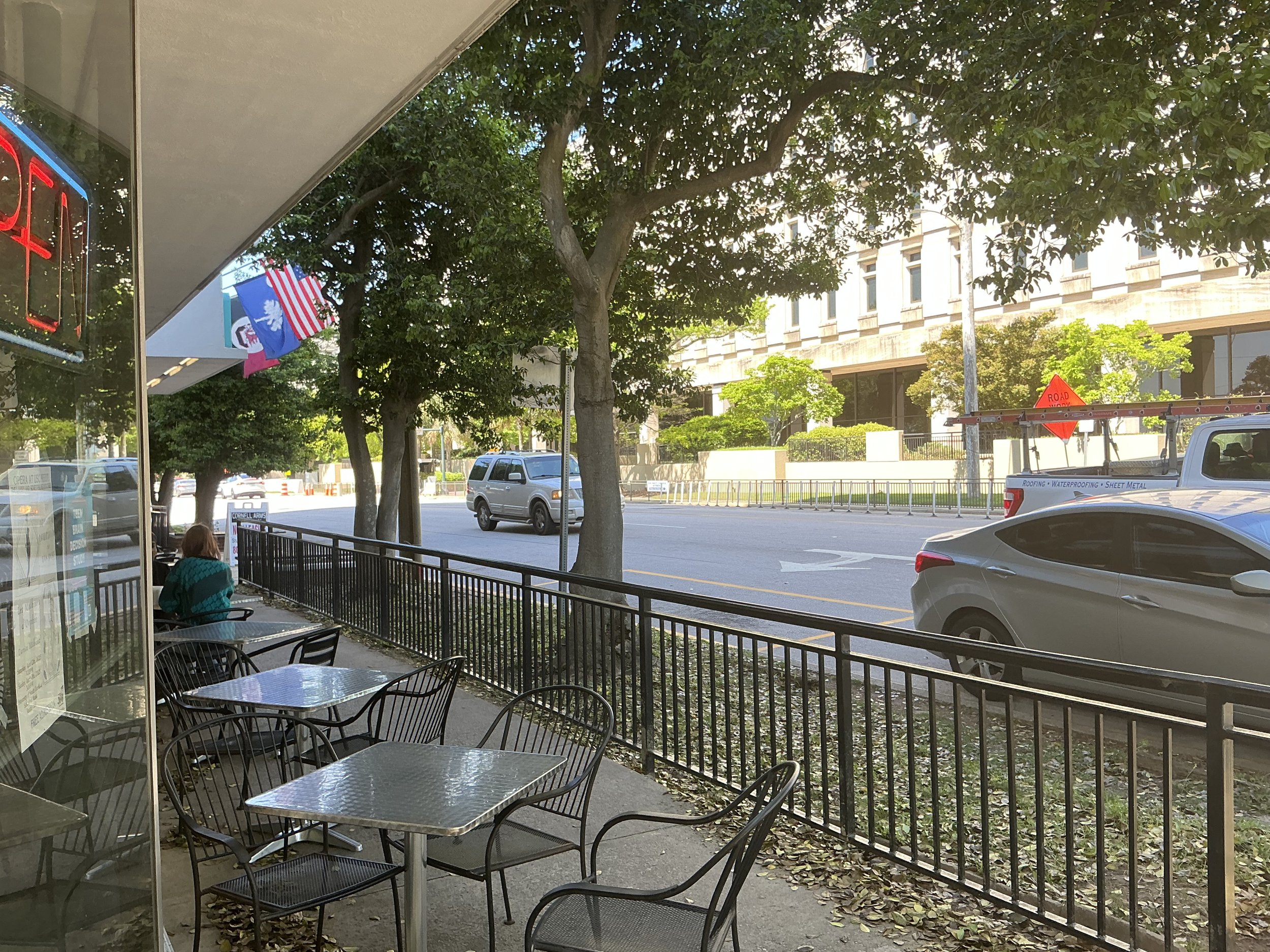 Located under the Cornell Arms building ( the red brick building in the pics) across the street within walking distance from The South Carolina State House grounds and offices. Carolina Cafe has been serving Legislators, Congress, Government official
