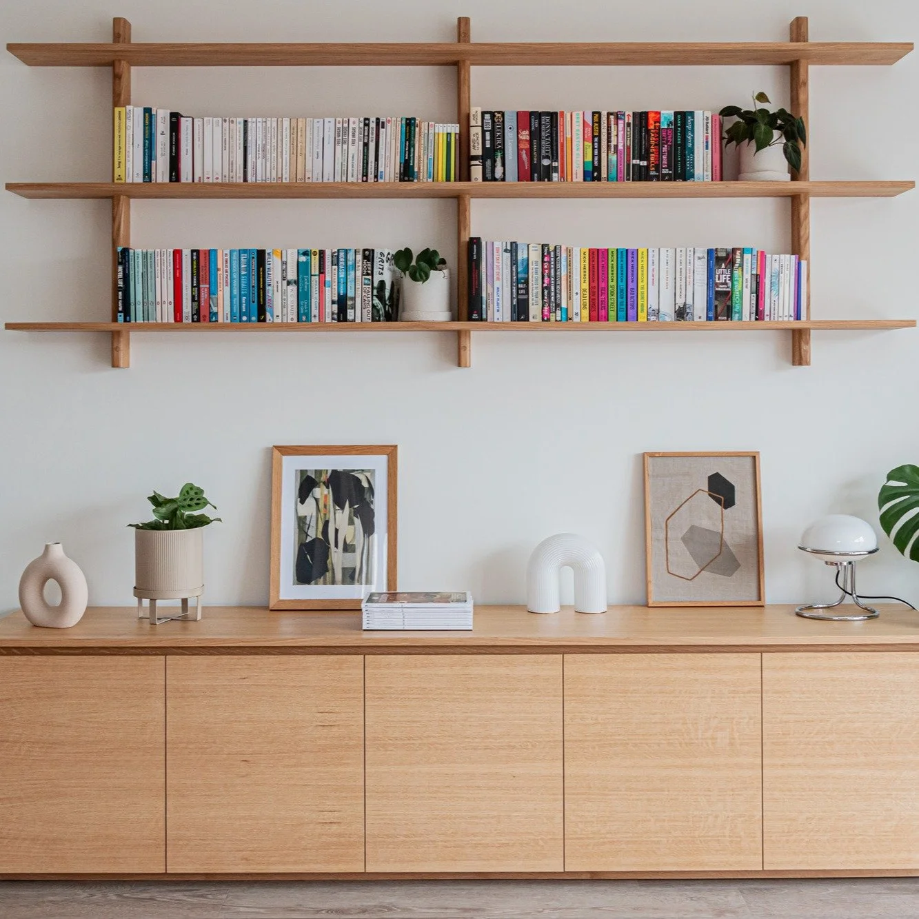Oak sideboard and shelves for an apartment in Lewes.