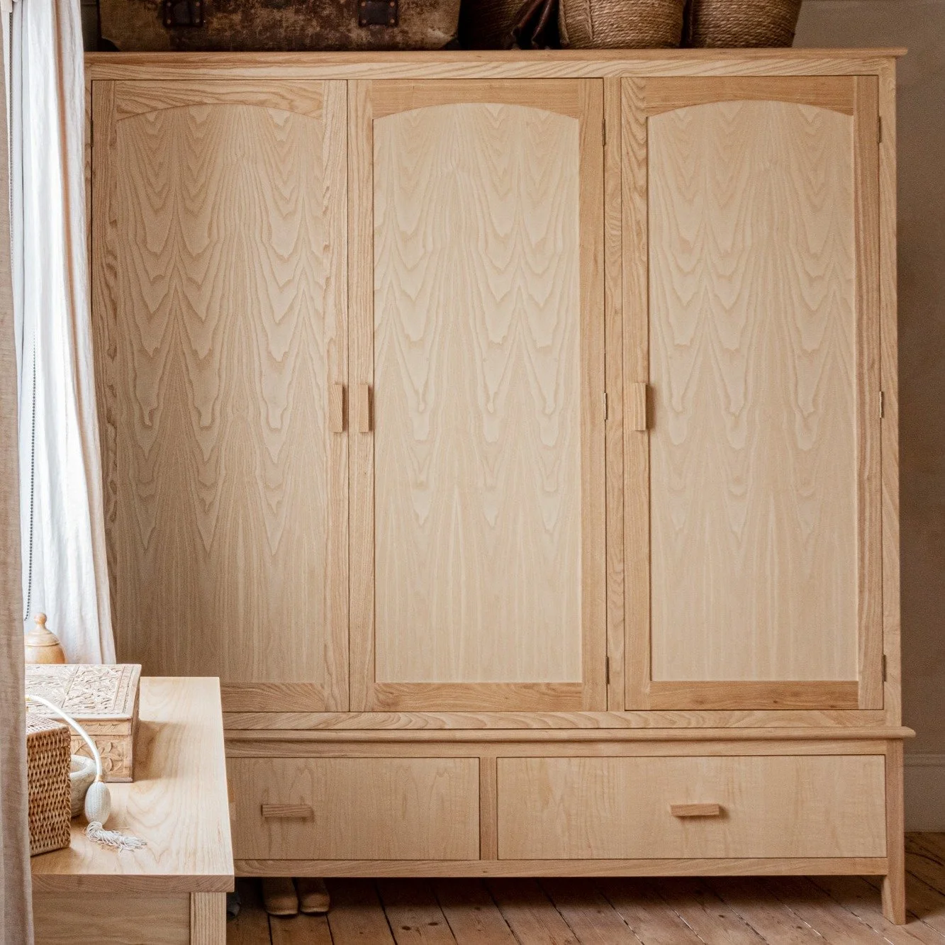 Ash Shaker wardrobes and dressing table for a beautiful dressing room in Sussex.