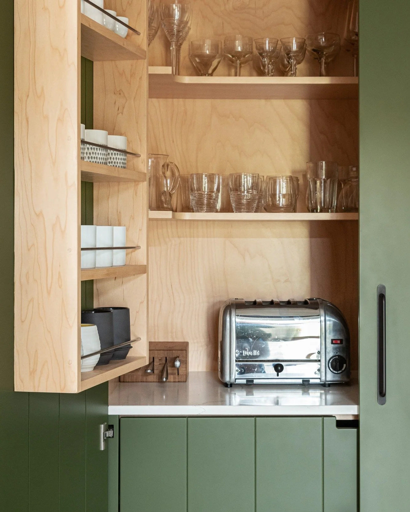 A little breakfast station tucked away in this pantry.