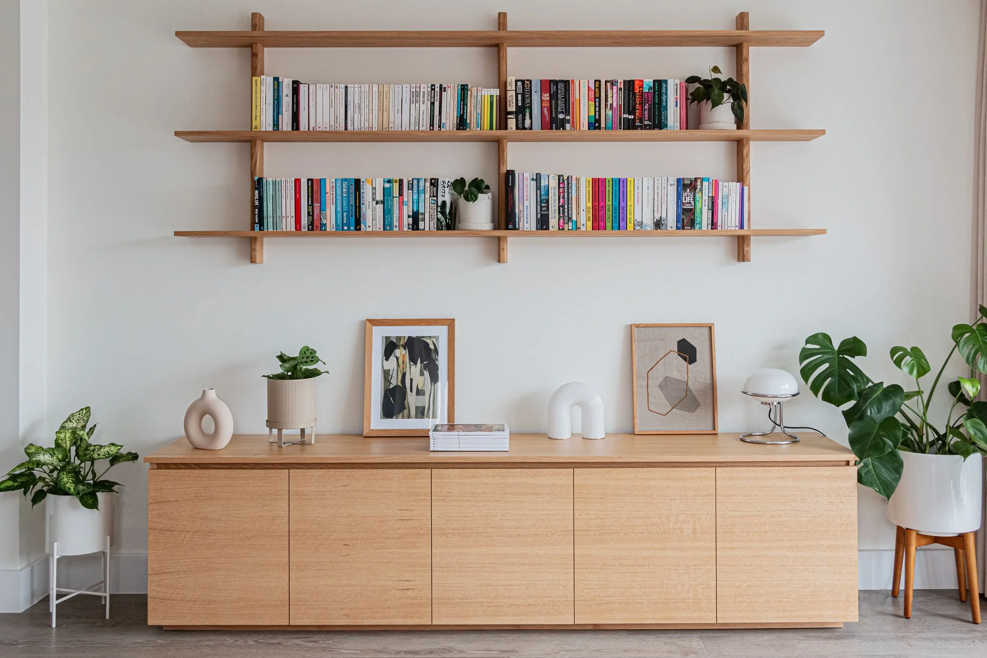 Quartersawn oak sideboard and shelving for a lovely apartment in Lewes.