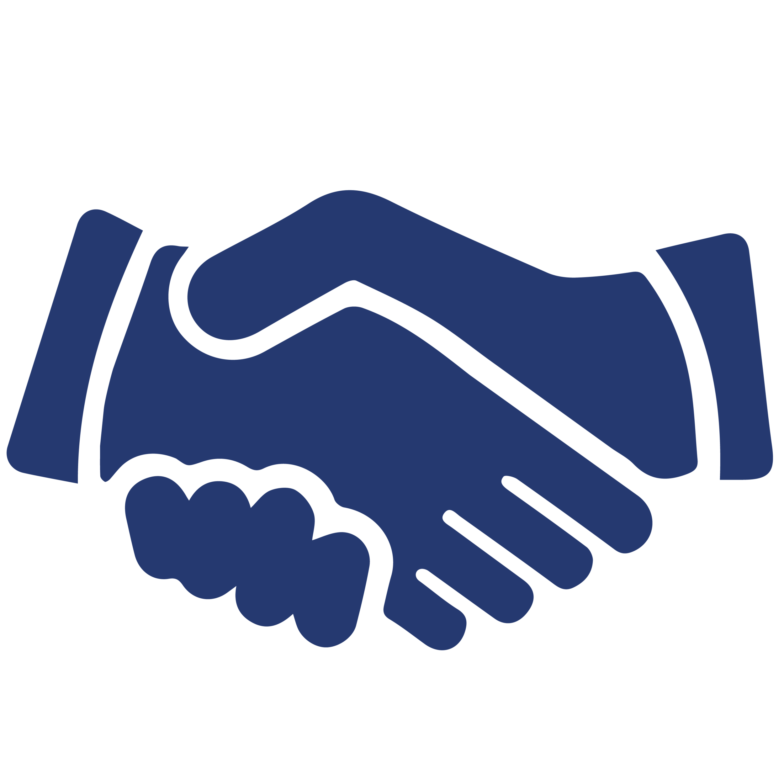 Handshake between two people, representing relationships among agencies and the public.