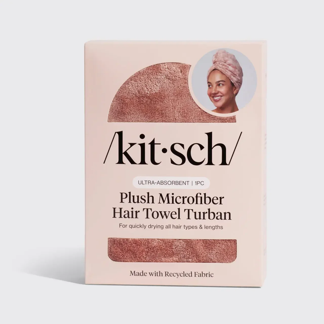 kitsch Terracotta Plush Microfiber Hair Towel Turban.webp