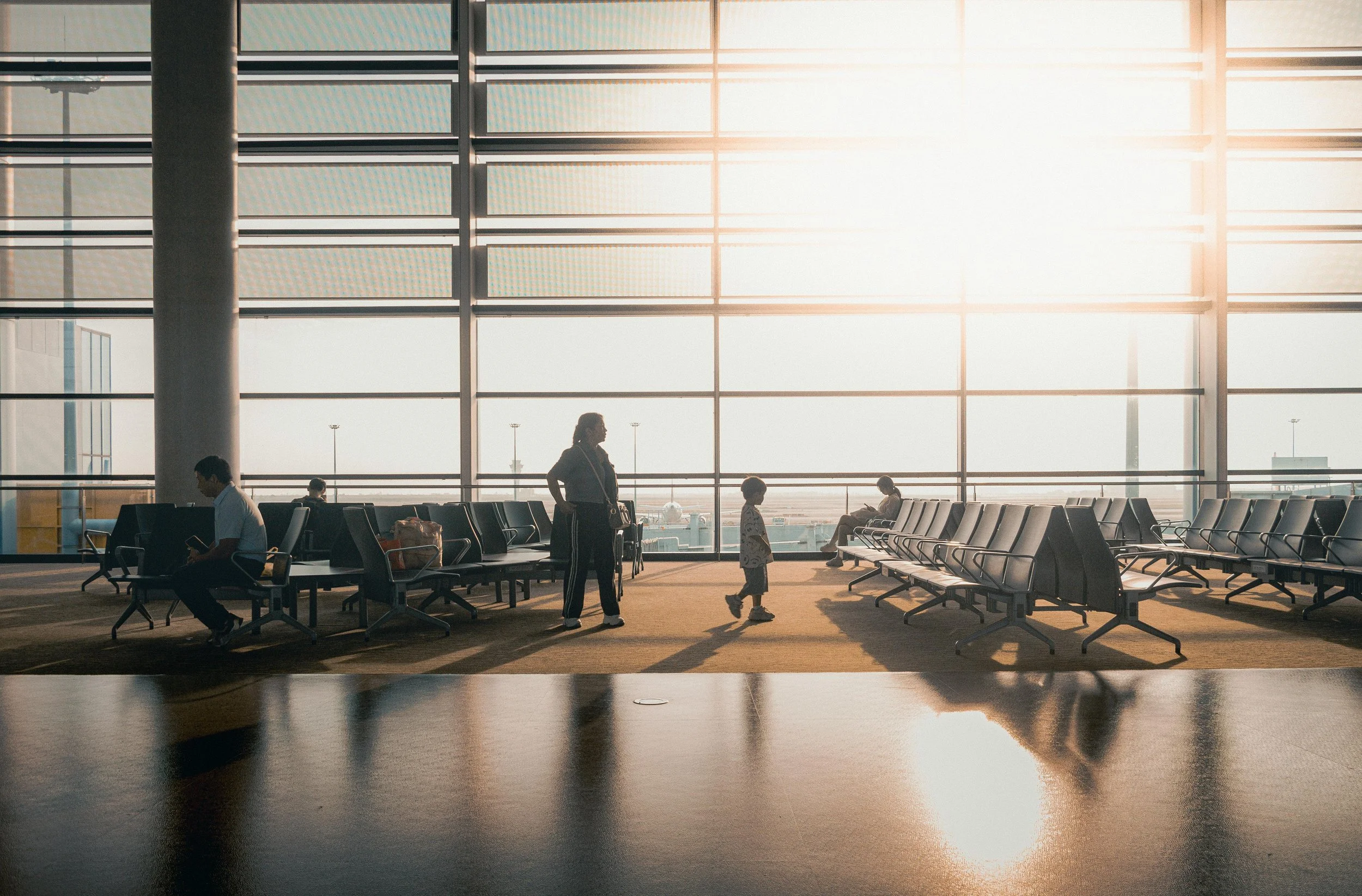 Waiting in an airport during a quiet moment of transition.