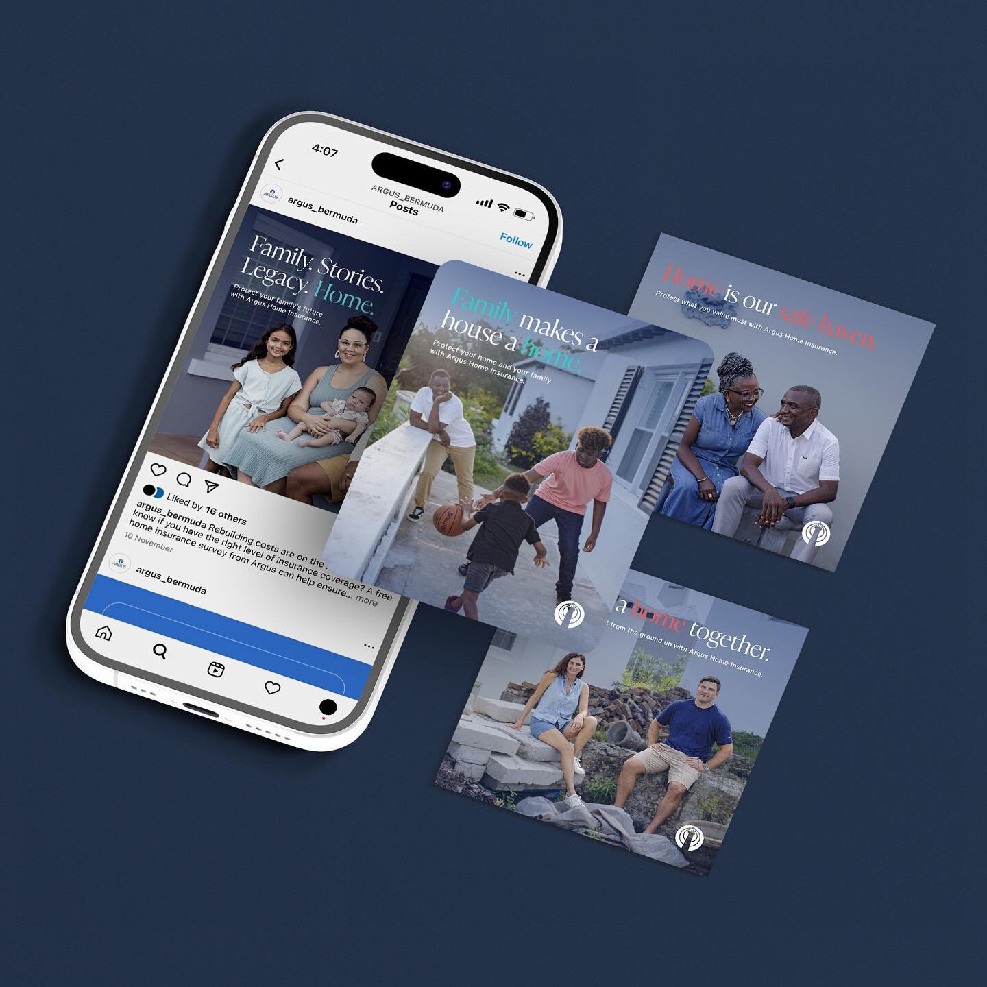 Social media ads for @argus_bermuda 

Utilizing captivating, authentic imagery captured by local photographer @meredithphoto of Bermudian families, the campaign aims to highlight the Argus customer.

The overall campaign reinforces the Argus mission 