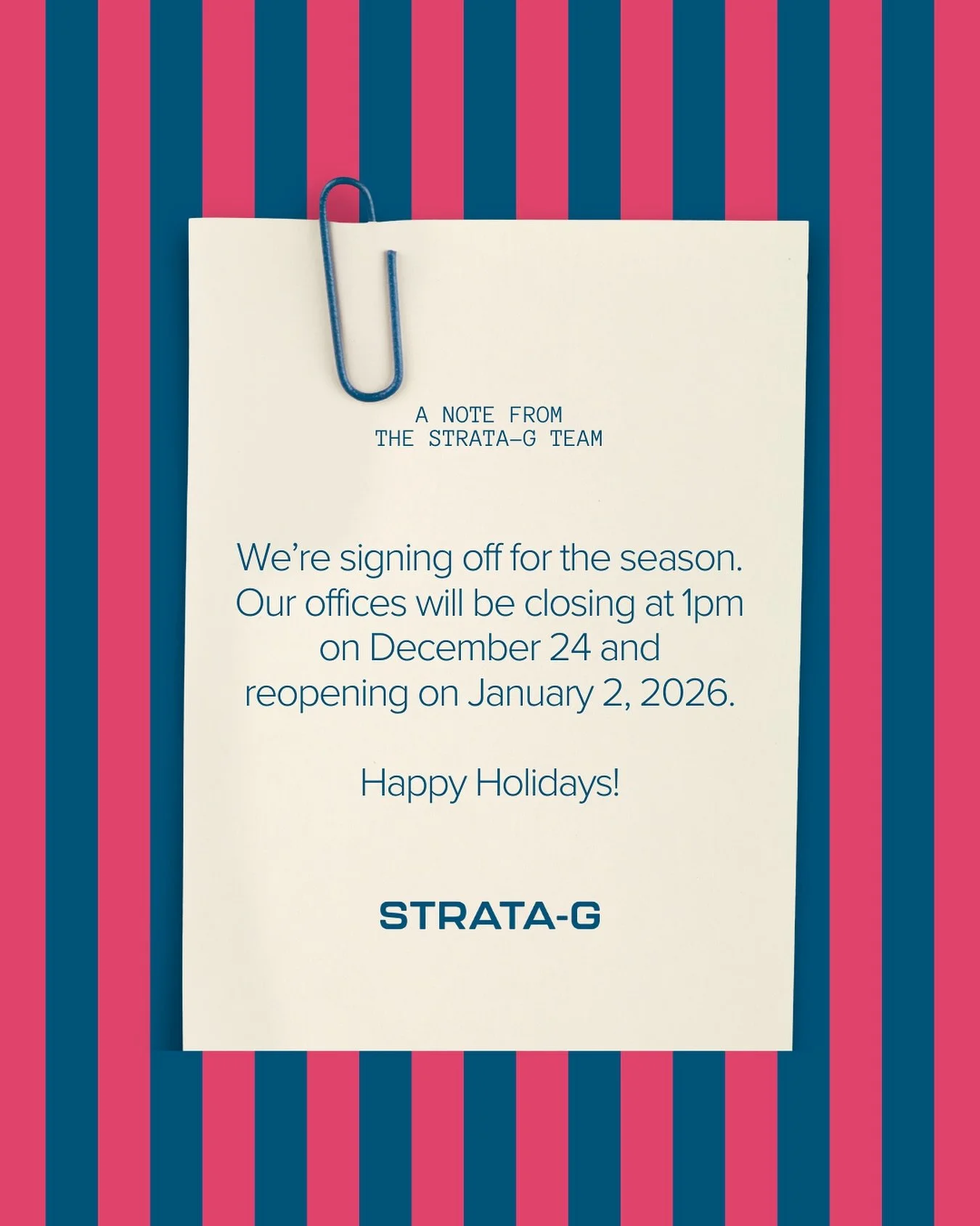 Out of office, holiday mode on🎄
We&rsquo;re taking a short pause to rest and recharge our creative batteries. We&rsquo;ll be closing at 1pm on December 24 and reopening January 2, 2026.

Wishing our clients, partners, and community a wonderful holid