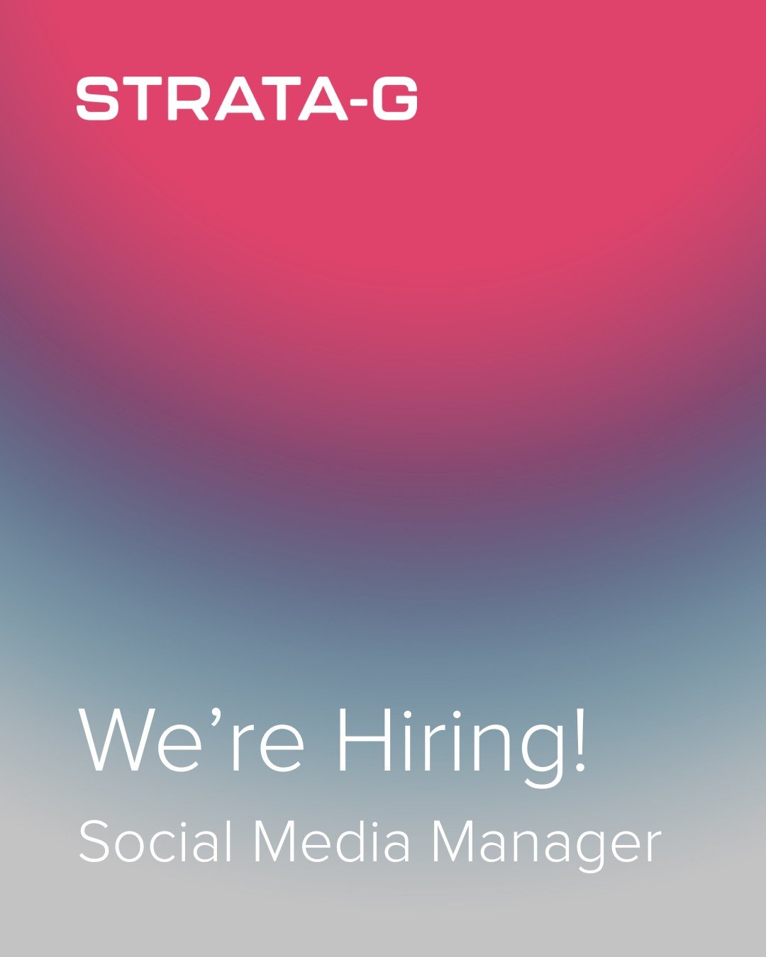 We're hiring! Strata-G is a full-service advertising agency based in Bermuda, and we&rsquo;re looking for a creative, full-time Social Media Manager to join our team. 

🔗 Check out the details and apply here: www.strata-g.bm/careers