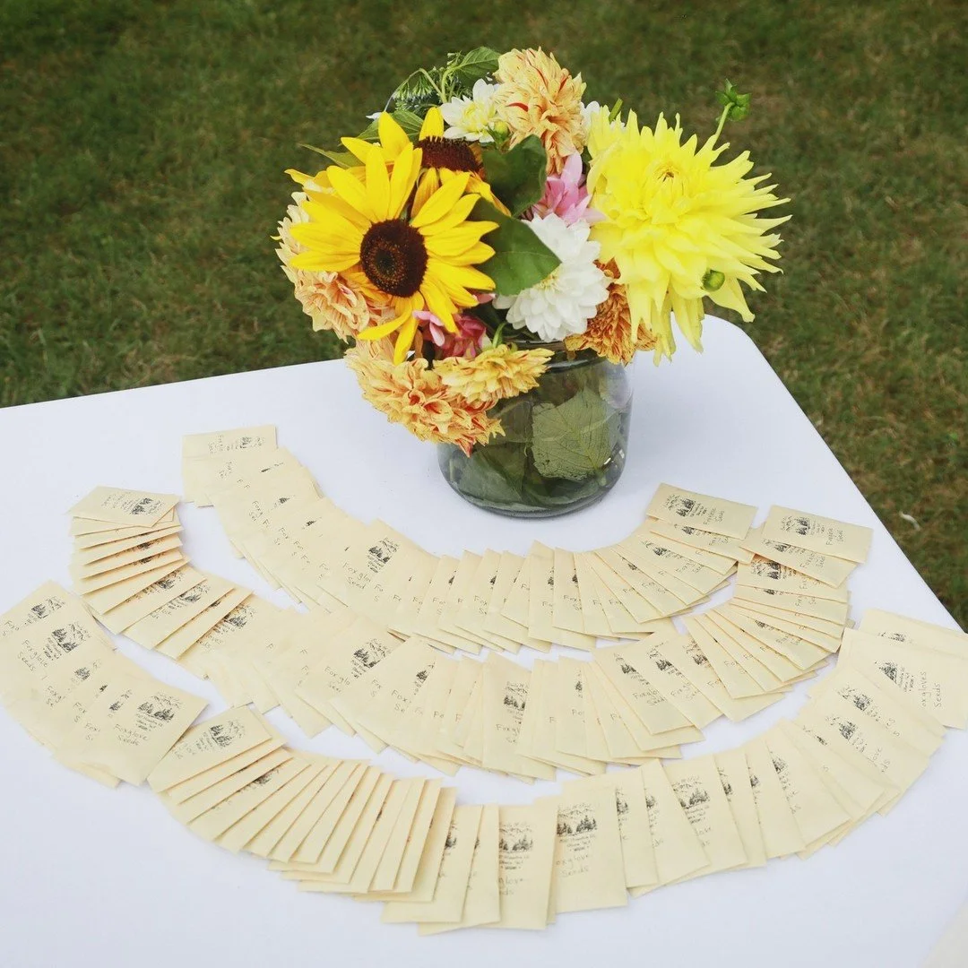 Sometimes giving back to friends and family can also be giving back to nature and to the world that provides for us.  One recent wedding at Cascadia Meadows included a gift from the couple to their friends and family of a seed packet of their favorit