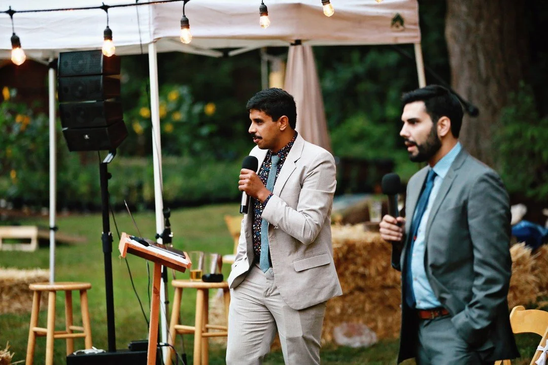 We have been fortunate to have some amazing emcees and DJs visit Cascadia Meadows.  Dalan and Dan were absolutely hilarious, entertaining the crowd with short anecdotes and stories as they honored the happy couple.  We hope to have them back for a th